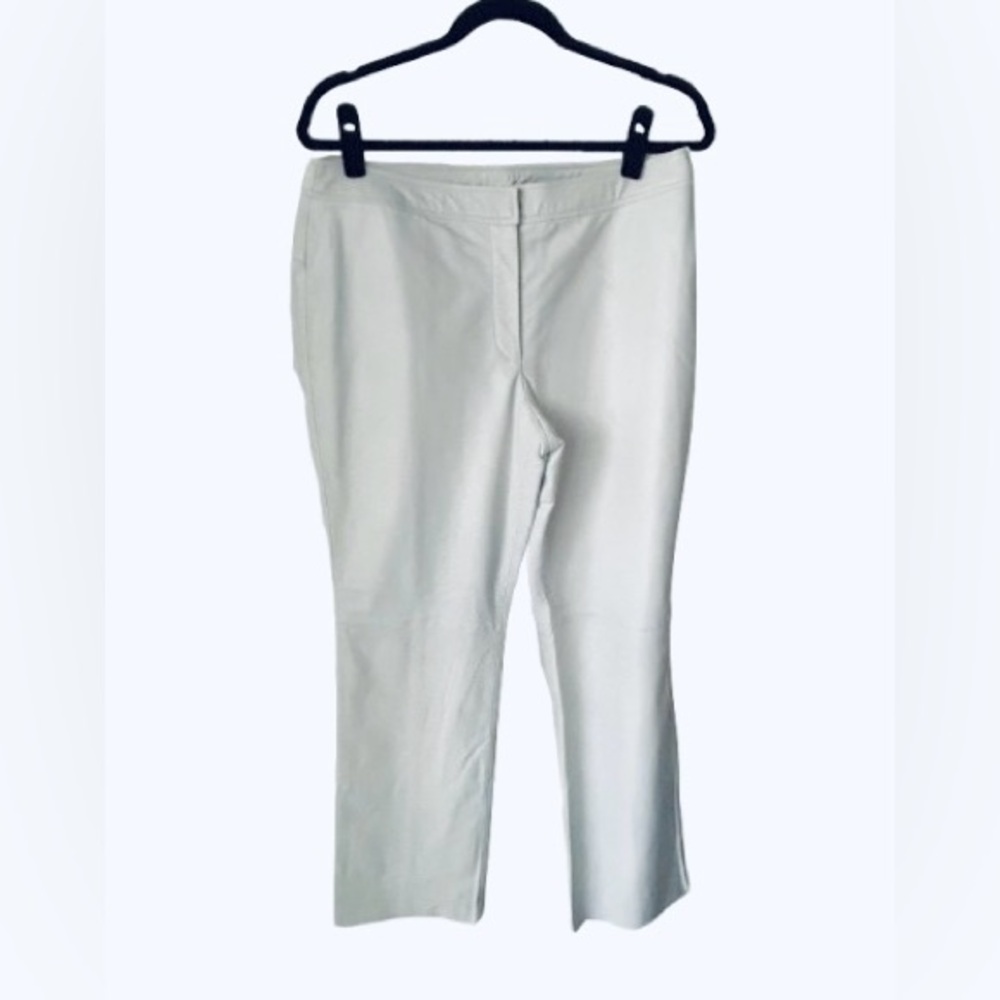 Vintage White Leather Pants 12 Large Designer JDS Collections 90s 80s Y2K